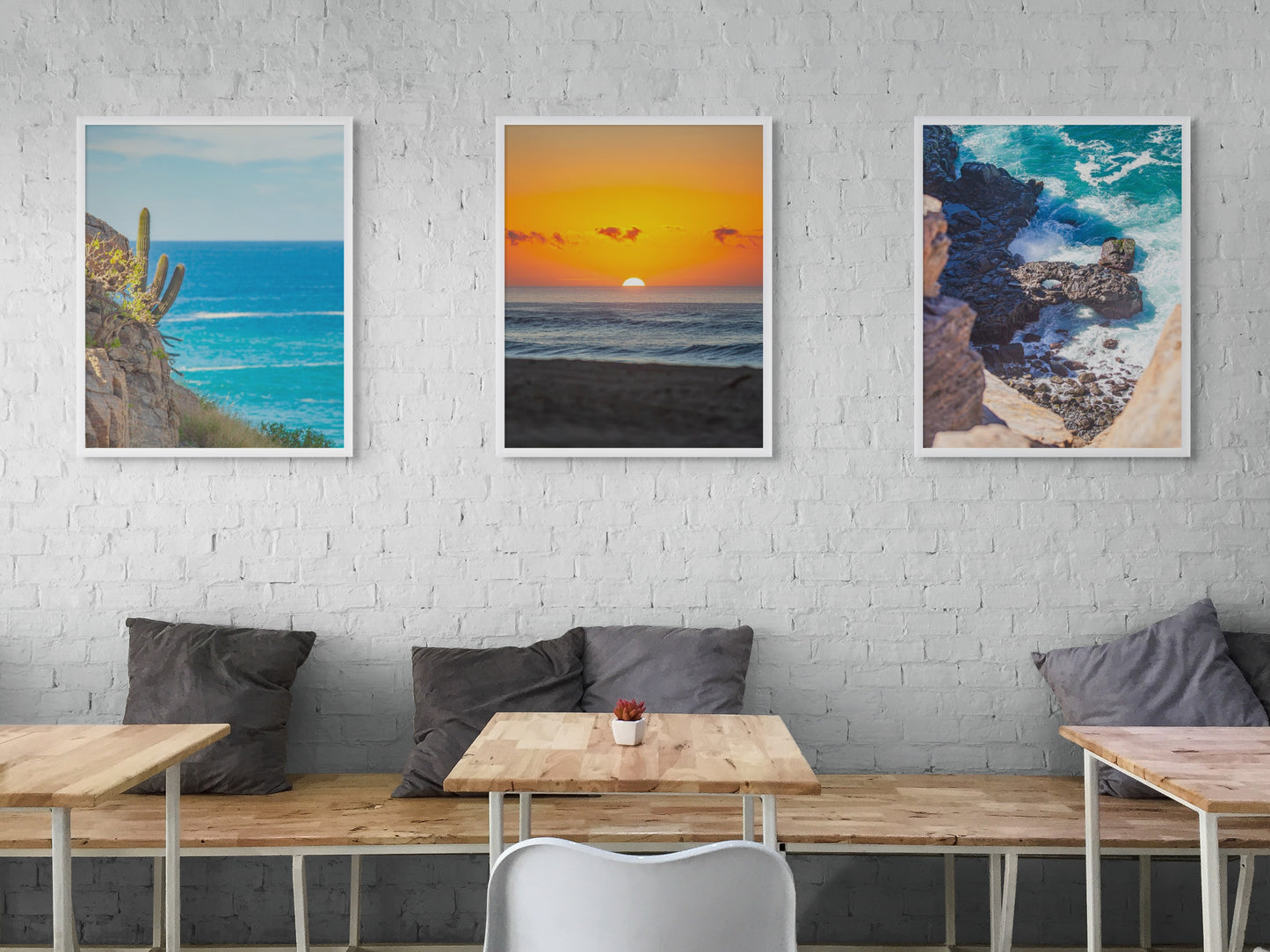 4:5 photography prints featuring a vivid ocean sunrise with waves and clouds, perfect for coastal-themed home decor.